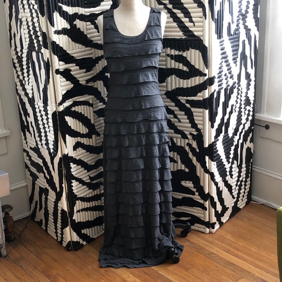 Max Studio Long Gray Layered Bodycon Dress Small - Picture 2 of 6